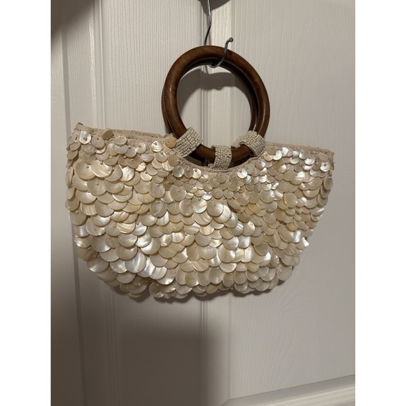 Zara Faux Mother of Pearl Appliqué Bag Purse Crossbody Bohemian Festival TikTok - Picture 4 of 10